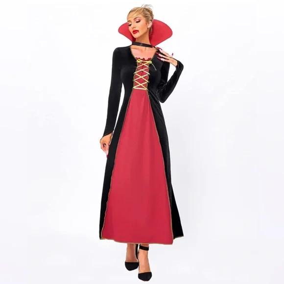 GIKING Women Halloween Costumes Adult Victorian Vampire Lac-Up Bodice Bustier - Picture 5 of 13